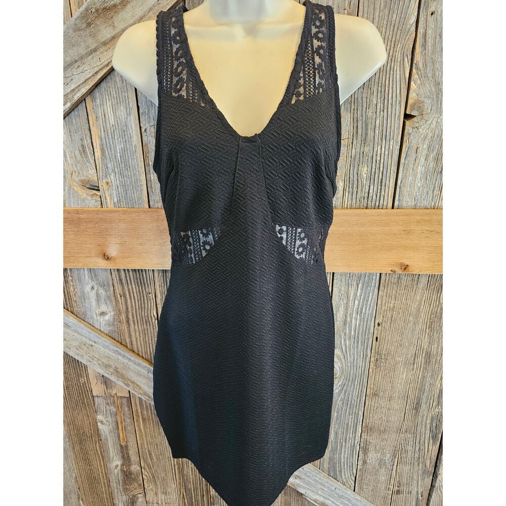 NWT NEW Lush back side lace cut out comfort cover up black dress comfortable M ^
